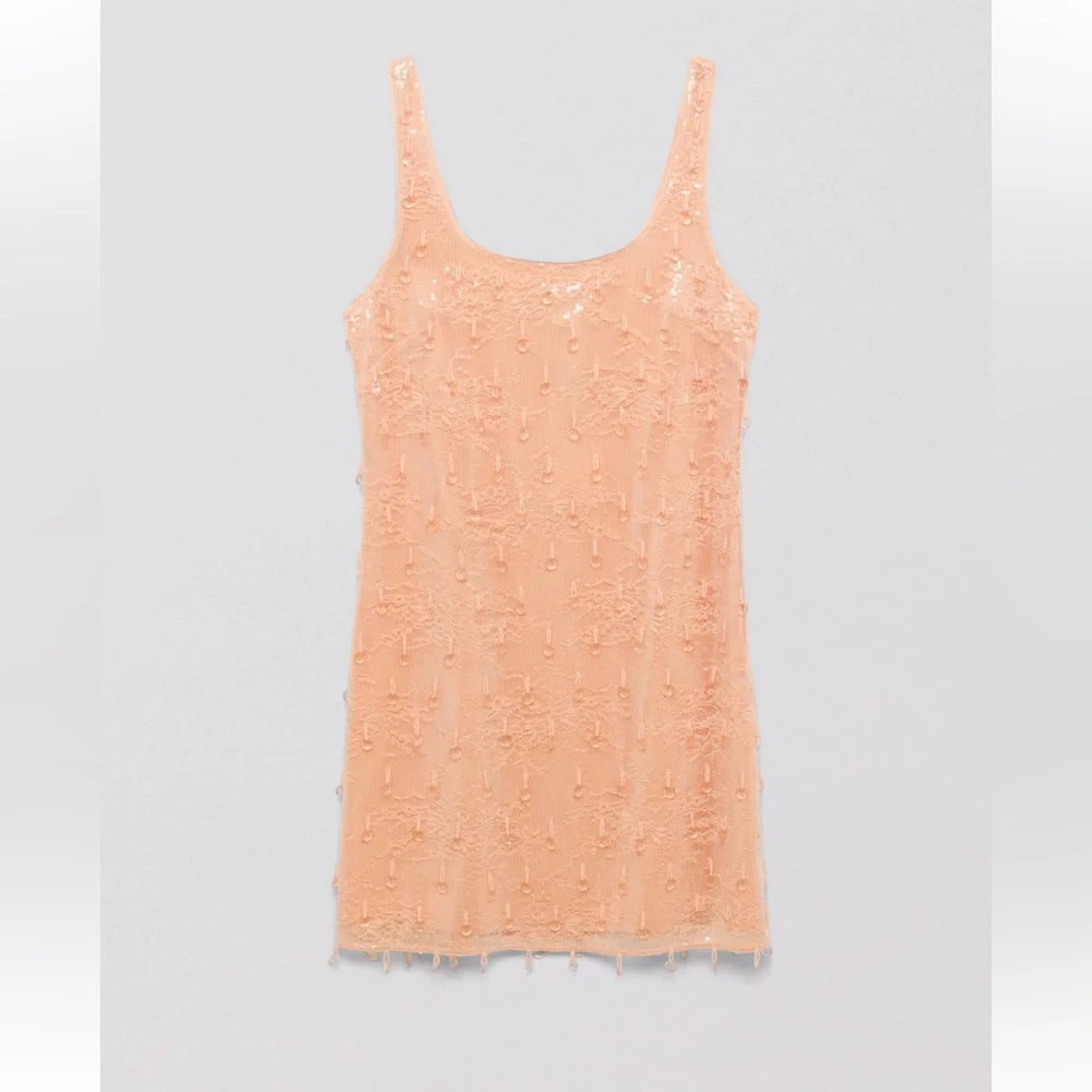 New SIMKHAI | Pallas Lily Peach Orange Beaded Tassel Fringe Mini Dress New NWT 0 - Picture 7 of 13